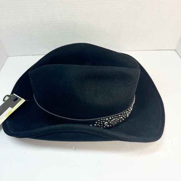 Harley Davidson Black Wool Brim Women’s Cowboy Hat Size Medium Cowgirl - Picture 6 of 11